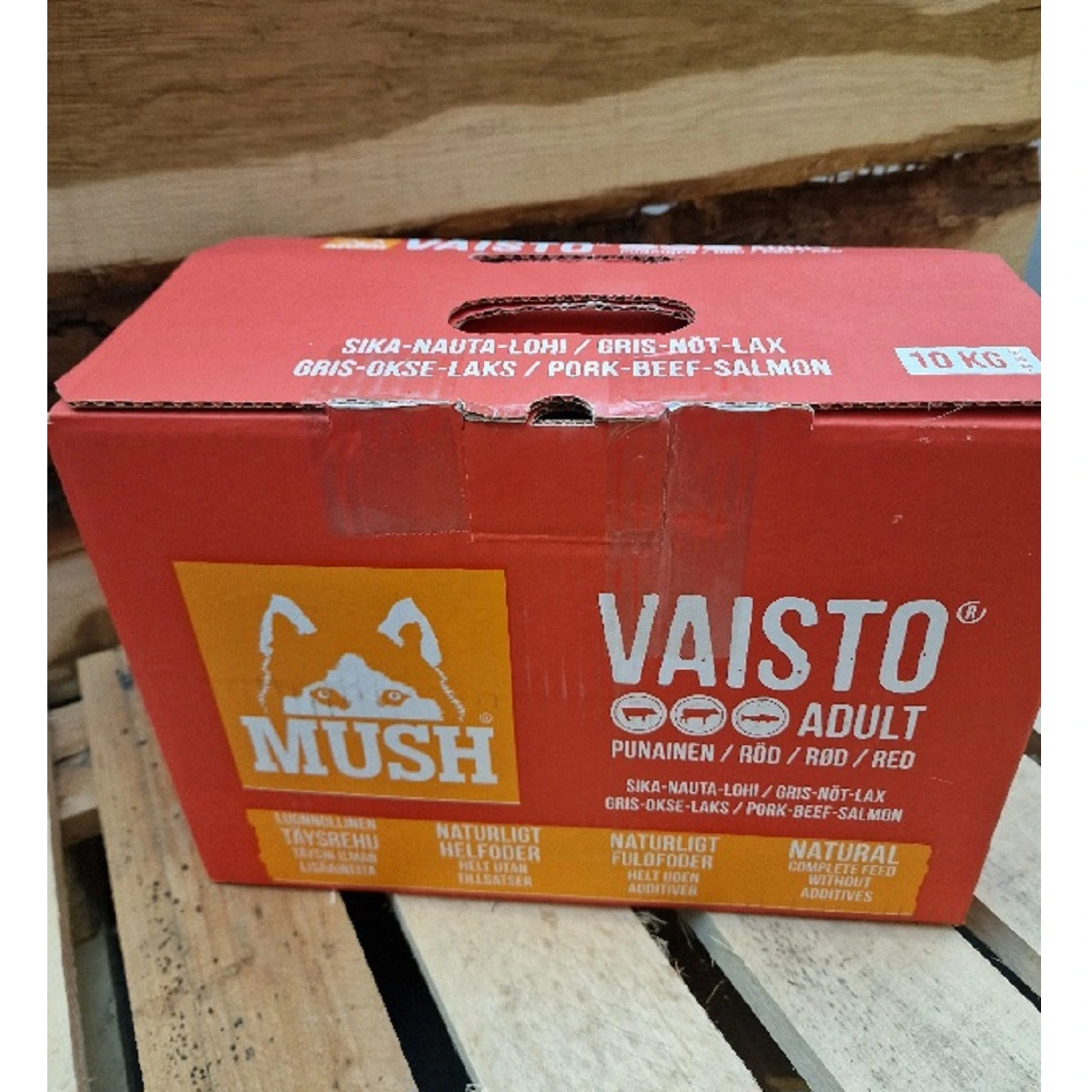 MUSH Vaisto Rød Gris Okse Laks XL 10 kg - Naturligt BARF-foder til hunde
